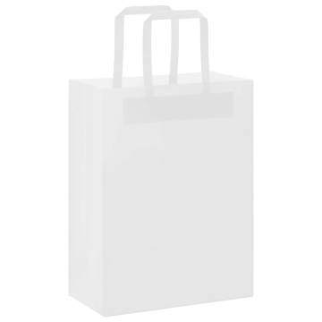 250 White Paper Bags with Handles - Eco-Friendly & Durable