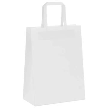 250 White Paper Bags with Handles - Eco-Friendly & Durable