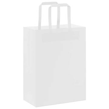 250 White Paper Bags with Handles - Eco-Friendly & Durable