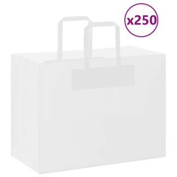 250 White Paper Bags with Handles - Eco-Friendly & Durable