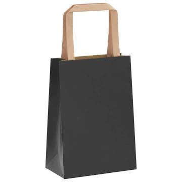 Paper Bags with Handles - 50 pcs Black | Durable & Recyclable