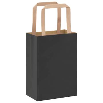 Paper Bags with Handles - 50 pcs Black | Durable & Recyclable