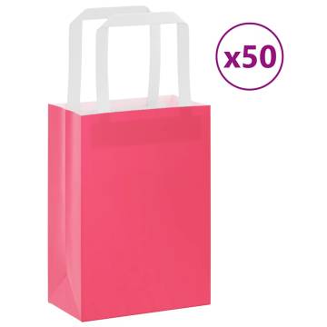 Paper Bags 50 pcs with Handles Pink | Eco-Friendly Packaging