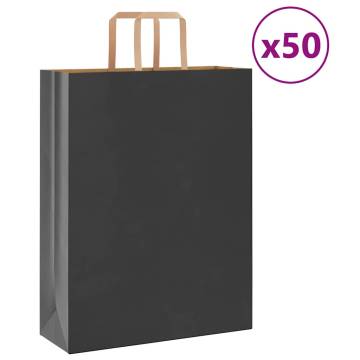 Black Paper Bags with Handles - 50 Pcs | Eco-Friendly & Durable