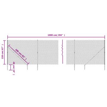 Chain Link Fence with Spike Anchors Green 2.2x10 m | Hipomarket