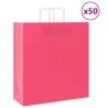 Pink Paper Bags with Handles - 50 pcs | Durable & Recyclable