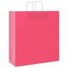 Pink Paper Bags with Handles - 50 pcs | Durable & Recyclable