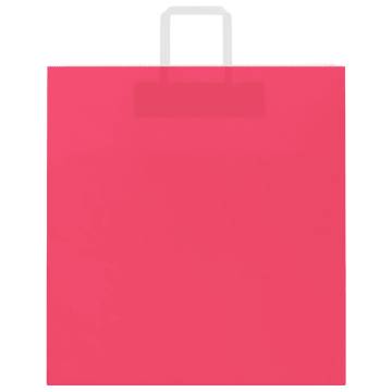 Pink Paper Bags with Handles - 50 pcs | Durable & Recyclable