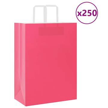 250 Pink Paper Bags with Handles | Eco-Friendly & Durable