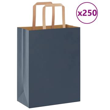 250 Blue Paper Bags with Handles - Eco-Friendly & Durable