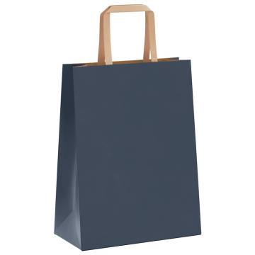 250 Blue Paper Bags with Handles - Eco-Friendly & Durable