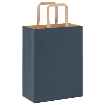 250 Blue Paper Bags with Handles - Eco-Friendly & Durable