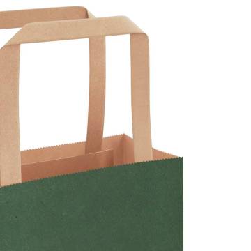 Sustainable Green Paper Bags with Handles - 50 pcs