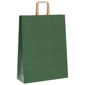 Green Paper Bags with Handles - 50 pcs | 32x12x42 cm