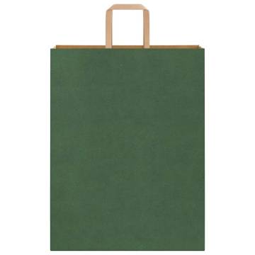 Green Paper Bags with Handles - 50 pcs | 32x12x42 cm