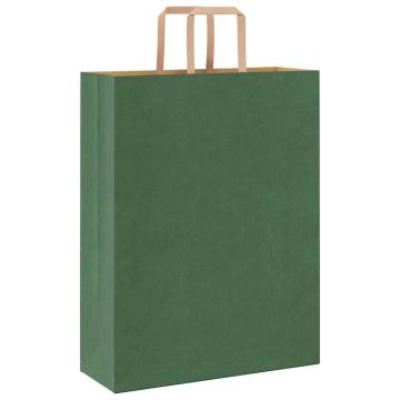 Green Paper Bags with Handles - 50 pcs | 32x12x42 cm