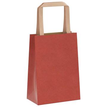 Red Paper Bags with Handles - 50 pcs, Durable & Recyclable