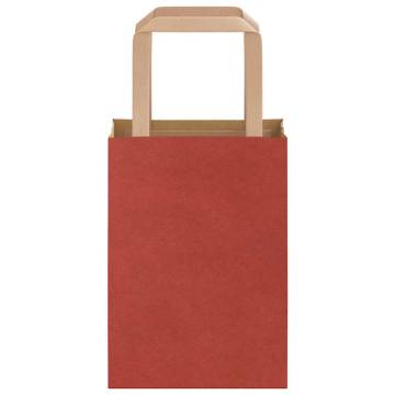 Red Paper Bags with Handles - 50 pcs, Durable & Recyclable