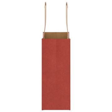 Red Paper Bags with Handles - 50 pcs, Durable & Recyclable