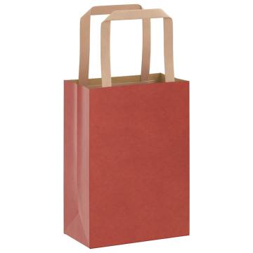 Red Paper Bags with Handles - 250 pcs | 15x8x21 cm - Eco-friendly