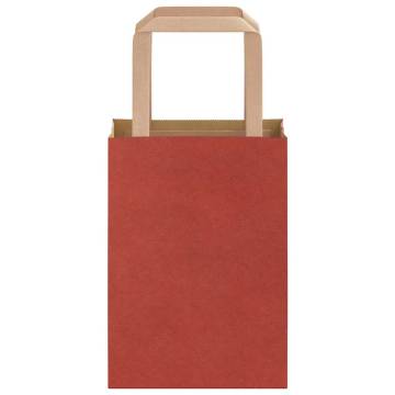 Red Paper Bags with Handles - 250 pcs | 15x8x21 cm - Eco-friendly