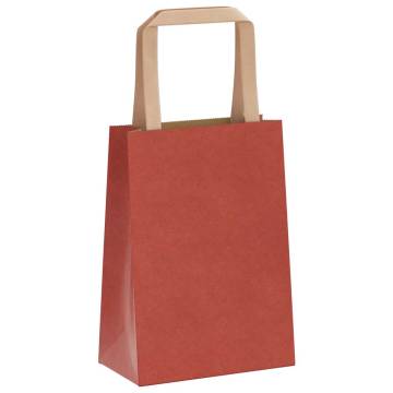 Red Paper Bags with Handles - 250 pcs | 15x8x21 cm - Eco-friendly