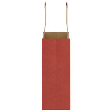 Red Paper Bags with Handles - 250 pcs | 15x8x21 cm - Eco-friendly