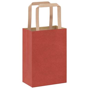 Red Paper Bags with Handles - 250 pcs | 15x8x21 cm - Eco-friendly