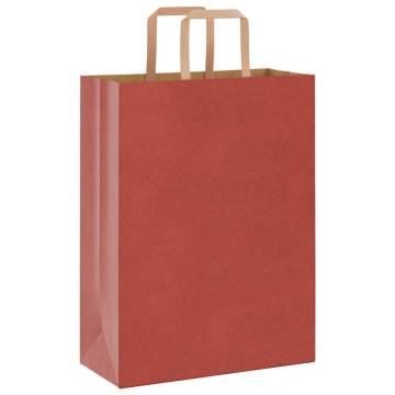 Red Paper Bags with Handles - 250 pcs - Eco-Friendly 26x12x35 cm