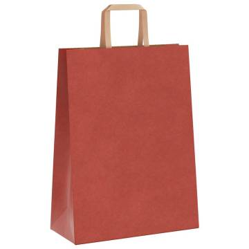 Red Paper Bags with Handles - 250 pcs - Eco-Friendly 26x12x35 cm