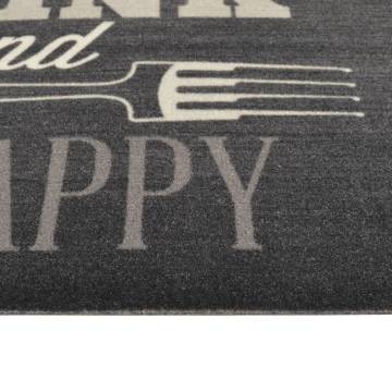 Washable Black Kitchen Rug 45x150 cm | Soft Velvet Design