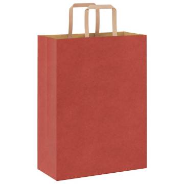 Red Paper Bags with Handles - 250 pcs - Eco-Friendly 26x12x35 cm