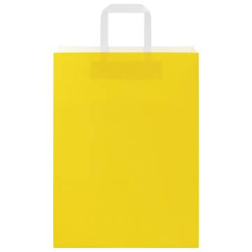 50 Yellow Paper Bags with Handles - Eco-Friendly & Durable