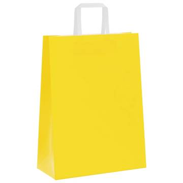 50 Yellow Paper Bags with Handles - Eco-Friendly & Durable