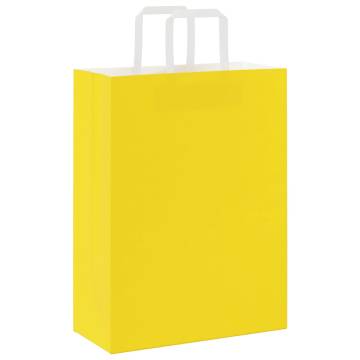 50 Yellow Paper Bags with Handles - Eco-Friendly & Durable