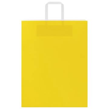 250 Yellow Paper Bags with Handles - Durable & Recyclable