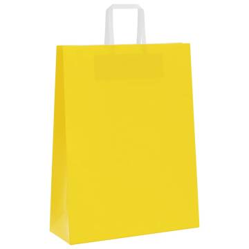 250 Yellow Paper Bags with Handles - Durable & Recyclable