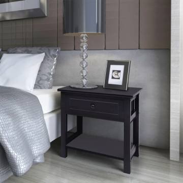 Stylish Black Wood Bedside Cabinets - Set of 2 | HipoMarket