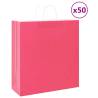 Pink Paper Bags with Handles - 50 Pcs | Eco-Friendly Packaging