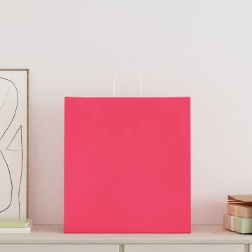 Pink Paper Bags with Handles - 50 Pcs | Eco-Friendly Packaging