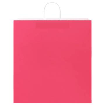 Pink Paper Bags with Handles - 50 Pcs | Eco-Friendly Packaging