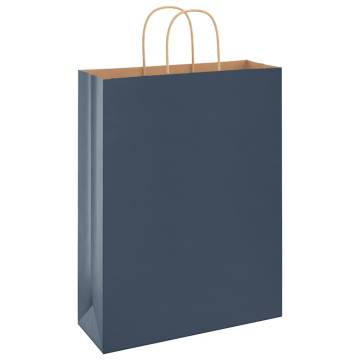 Eco-Friendly Blue Paper Bags with Handles - 50 pcs | HipoMarket