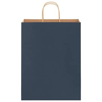 Eco-Friendly Blue Paper Bags with Handles - 50 pcs | HipoMarket