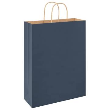 Eco-Friendly Blue Paper Bags with Handles - 50 pcs | HipoMarket