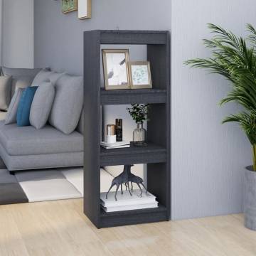 Grey Book Cabinet & Room Divider - Solid Pinewood 40x30 cm