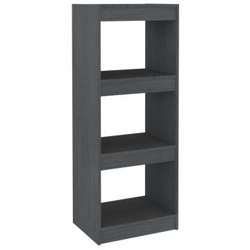 Grey Book Cabinet & Room Divider - Solid Pinewood 40x30 cm