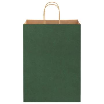 Eco-Friendly Green Paper Bags with Handles - 250 pcs