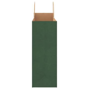 Eco-Friendly Green Paper Bags with Handles - 250 pcs