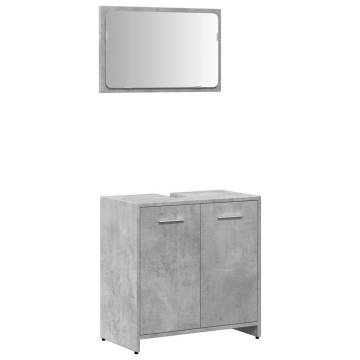 Stylish Bathroom Cabinet with Mirror in Concrete Grey