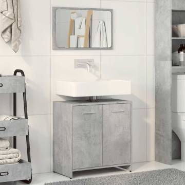 Stylish Bathroom Cabinet with Mirror in Concrete Grey